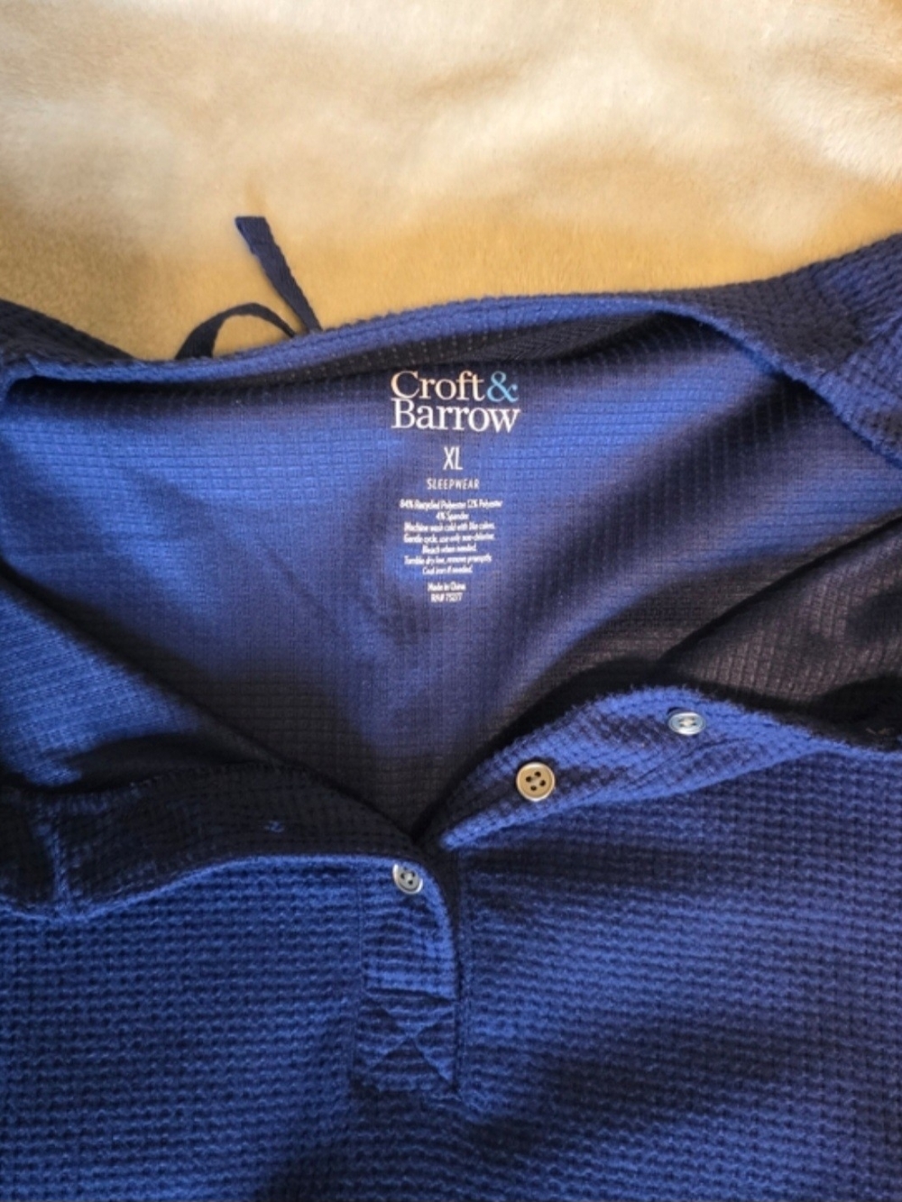 Croft & Barrow Women's Navy, Blue & Light Blue Cozy Pajama Top Trio - Picture 4 of 10